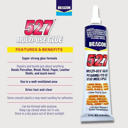 BEACON 527 Multi-Use Glue for Ceramics, China, Metal & More - Quick-Dry, Waterproof & Weatherproof Adhesive, 4-Ounce