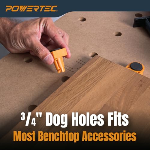 POWERTEC Arachni-Flex 24" x 48" Foldable Workbench Tabletop - Portable Work Surface with Pre-drilled Dog Holes & Quick-Insert Locks for Arachni Flex Collapsible Workstand Ideal for Woodworking (71932) - style: Tabletop - Dog Hole