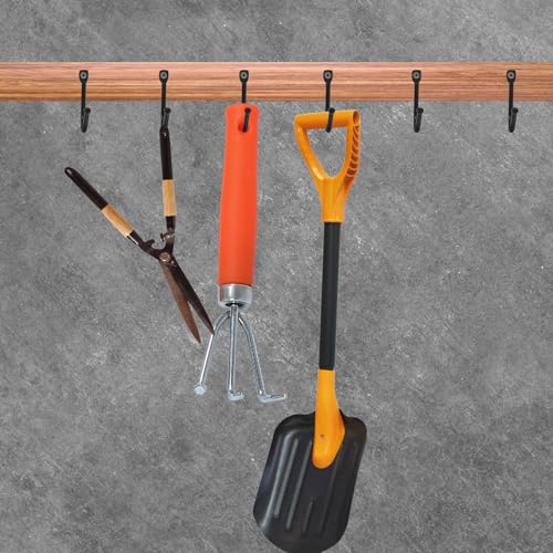 20pcs Heavy Duty Garage Wall Organizer Hooks for Tool and Garden Storage, Black Iron Strong Hanging Hooks for Garage and Outdoor Equipment