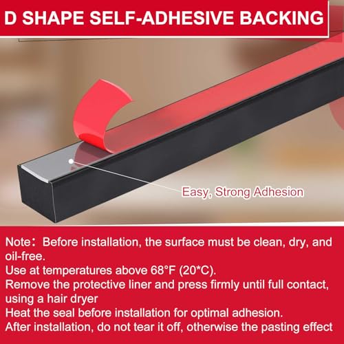 Pangda 26 Ft Rectangular Rubber Seal Strip with Self-Adhesive Tape, 0.5" W x 0.38" H Foam Rubber Weather Stripping for Boat, Automobile, RV, Ship, Garage Door/Window Seal, Black (Solid) - size: L:26ft, W:0.5" X H:0.38", style: Solid