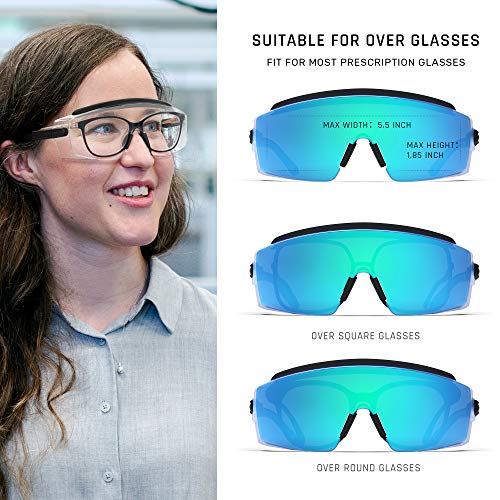 Anti Fog Safety Glasses Safety Goggles Over Glasses Protective Glasses with Anti Scratch Lenses Adjustable - color: Ice Blue