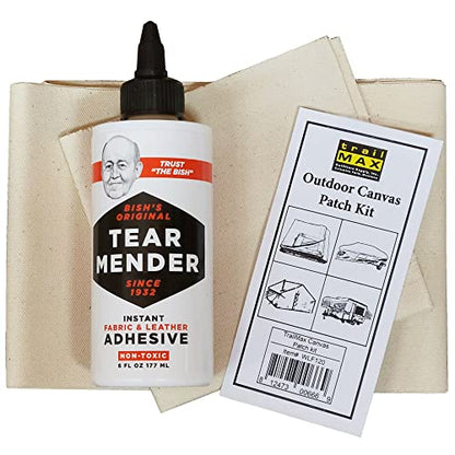 TrailMax Outdoor Canvas Patch Kit to Repair Pop-Up Campers, Canvas Tents, Boat Covers, Tarps - size: 2.5 sf Canvas, 6 oz Tear Mender
