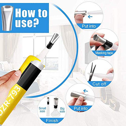 32PCS Caulking Tools, Silicone Caulking Finishing Tool Kit(stainless steelhead), Reuse and Replace 5 Silicone Pads, Sealant Caulk for Kitchen Bathroom Window, Sink Joint