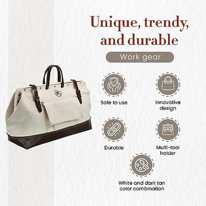 Style n Craft Mason's Tool Bag, Canvas Tool Storage Bag with Full-Grain Leather Bottom - style: 20" Mason's Bag - Canvas & Full Grain Leather