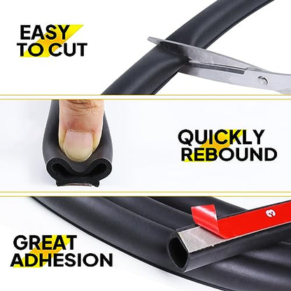 D-Shape 3/4" Weather Stripping Heavy Duty 8FT Bulb Seal Car Door Window Rubber Seal Strip Hollow Gasket Weatherstrip(Self-Adhesive) for Automotive Truck RV Door Window Soundproof - size: 8Ft