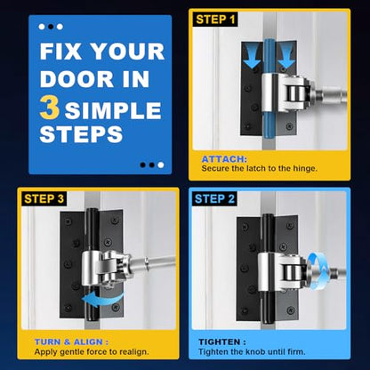 Upgraded Door Hinge Adjustment Tool, Adjustable Hinges Wrench, Stainless Steel Hinge Repair Kit for Sagging Doors