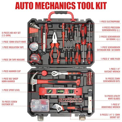SPICIMOMO Red Home Tool Kit Set - 138 Pieces Red Tool Set, Home Tool Kit for Daily Repairing and Maintenance, Professional Tool Kit Set with Portable Storage Boxes - style: 138 Pieces Red