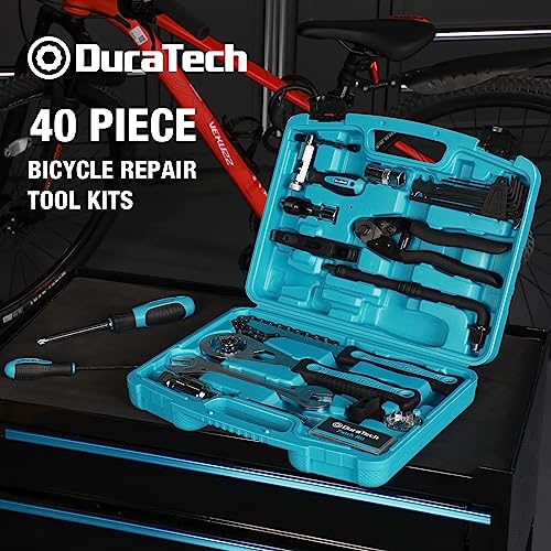 DURATECH 40 Pieces Bike Repair Kit, Complete Bicycle Tool Kit with Storage Case, Bike Tools for Mountain & Road Bikes – Chain, Tire, Brake, and Pedal Maintenance Set, Great Gift for Men, Women - size: 40 PC
