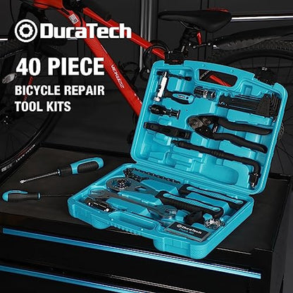 DURATECH 40 Pieces Bike Repair Kit, Complete Bicycle Tool Kit with Storage Case, Bike Tools for Mountain & Road Bikes – Chain, Tire, Brake, and Pedal Maintenance Set, Great Gift for Men, Women - size: 40 PC