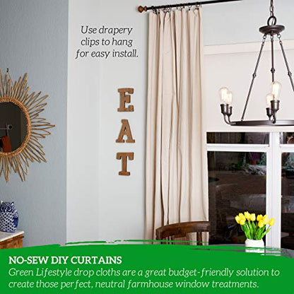 GREEN LIFESTYLE All Purpose Canvas Drop Cloths - Drop Cloth for Painting, Floor Cover, Heavy Duty Protection for Furniture & Surfaces, Reusable Painters Canvas Tarp for Renovation & Home (5x20) - size: 1 Pack - 5x20