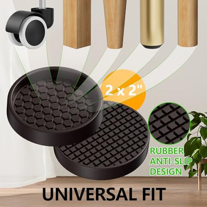 Non Slip Furniture Pads - 2" Anti Skid Caster Cups, 12PCS Round Furniture Coasters for Hardwood Floors, Anti Slide Furniture Cup Bed Couch Floor Protectors,Furniture Stoppers to Prevent Sliding(Brown) - size: 2" 12pcs Brown