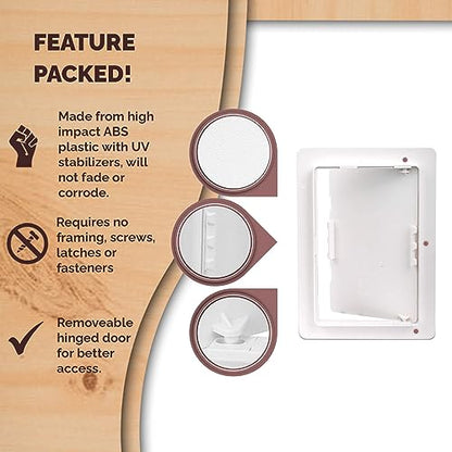 Morvat Access Panel 6x9 Inch for Drywall & Ceiling with Door, Heavy-Duty Durable ABS Plastic & Easy Install Access Box, Wall Hole Cover Plate for Plumbing & Electrical Cables & Wiring, White - size: 6x9