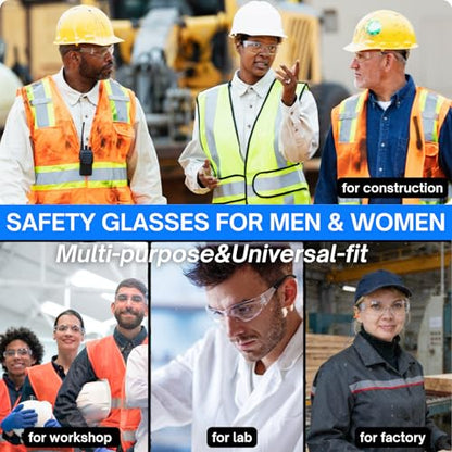 Safety Glasses Ansi Z87.1 Clear Safety Glasses Bulk Impact Scratch Resistant Lens Protective Eyewear for Men Women - color: 12pcs Clear