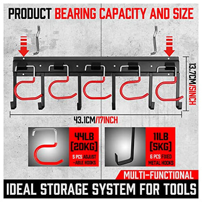 SEDY 68" All Metal Garden Tool Organizer Hooks - Garage Wall Organizer Sturdy Garden Tool Storage System Yard Tool Garage Tool Organizer Wall Mount Shed Organization Shovel Broom Rake Holder - style: 68" All Metal Garden Tool Organizer Hooks