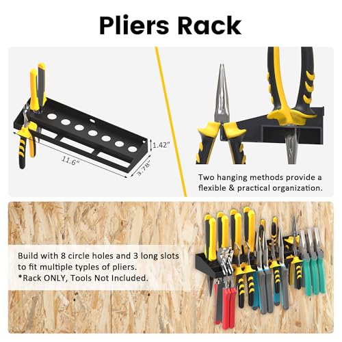 UNITEDPOWER Wall Mount Hand Tool Storage Set, Screwdriver Organizer, Pliers Holder, Hammer Rack, Metal Hardware Tray for Garage Workshop Workbench - 4 Pack