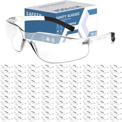 Clear Safety Glasses Bulk of 100,ANSI Z87.1 Eye Protection Goggles with Scratch and Impact Resistant for Construction and Laboratory - color: 118-100pc Clear