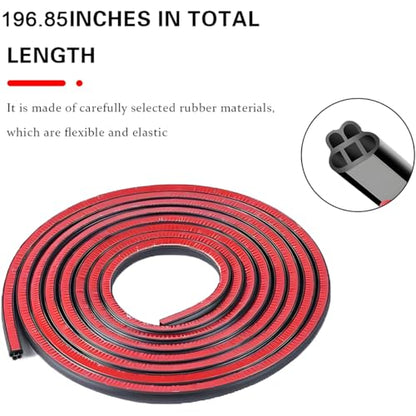 Mandark Car Door Seal Strip, Rubber Double Layer Vehicle Weather Stripping, 16.4ft 5 Hole Soundproof Self Adhesive Automotive Sealing Strip Accessories, Universal for SUV, Truck, RV - size: 5 Holes/16.4FT