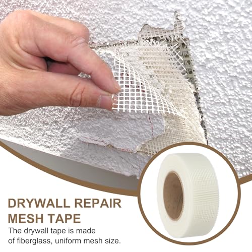 PATIKIL Drywall Repair Mesh Tape, 2 inch x 164 ft Fiberglass Repair Patch Self-Adhesive Dry Wall Joint Tape 9 Mesh Wall Hole Crack and Seam Patch, White - size: 2 inch x 164 Feet