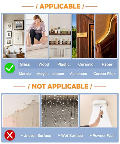 2 Rolls Double Sided Tape Heavy Duty - 240" x 1.0" & 0.5" - Removable Mounting Tape for Poster Picture Hanging Carpet Strip Rug Wall Outdoor - Clear & Strong Nano Tape Adhesive Multipurpose - 20 Feet