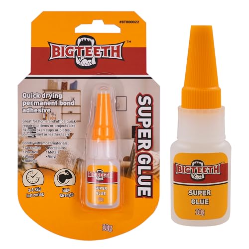 BIGTEETH Super Glue - 0.35oz Strong Super Glue for Home and Office Quick Repairs,All Purpose Adhesive for Ceramics, Porcelains, Plastics,Metals, Wood, Vinyl, Rubber, and More - color: 0.35oz(10g)