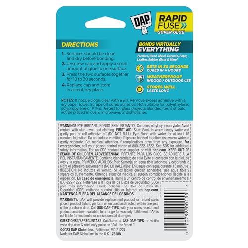 Rapid Fuse 7079800155 Purpose Adhesiv Raw Building Material, Clear, .85 ounces