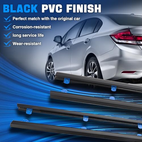 Door Window Trim Seal Weather Stripping Moulding Belt Sweep Felt Fit Honda Civic 2012 2013 2014 2015 4 Door Sedan Replaces 72450-TR0-A01 72410-TR0-A01 72950-TR0-A01 72910-TR0-A01 - size: CIVIC 2012-2015