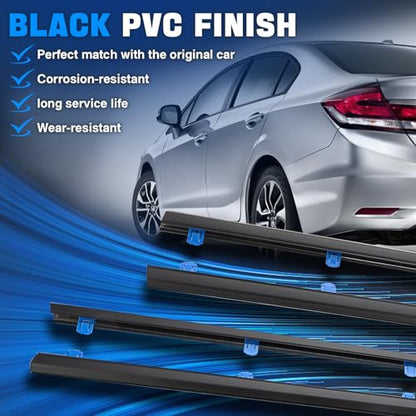 Door Window Trim Seal Weather Stripping Moulding Belt Sweep Felt Fit Honda Civic 2012 2013 2014 2015 4 Door Sedan Replaces 72450-TR0-A01 72410-TR0-A01 72950-TR0-A01 72910-TR0-A01 - size: CIVIC 2012-2015