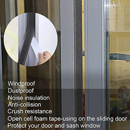 Single-Sided Adhesive Foam Tape Low-Density, Super Soft Easy Adjust Sealing Strip for Window Door Air Gap, Sponge Draft Blocker and Sound Reducer, 1.18in x 6.6FT Black