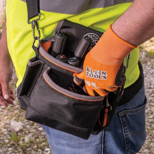 KLEIN TOOLS 60579 Work Gloves, Knit Dipped Cut Resistant ANSI A1 Nitrile Coated Gloves, Nylon-Spandex, Touchscreen Capable, Small, 2-Pair - size: Small, style: 2-pair Pack