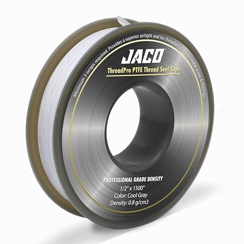 JACO ThreadPro High-Density Thread Seal Tape - 1/2" x 125 ft. (Mega Roll) | Professional PTFE Pipe Sealant | Plumbers Tape - size: 1/2" X 125 Ft (1-pack)