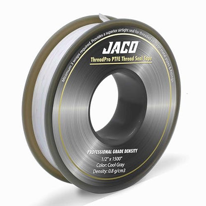 JACO ThreadPro High-Density Thread Seal Tape - 1/2" x 125 ft. (Mega Roll) | Professional PTFE Pipe Sealant | Plumbers Tape - size: 1/2" X 125 Ft (1-pack)