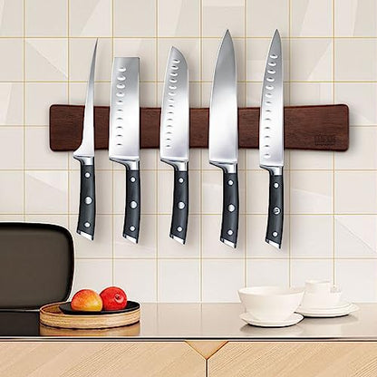 HOSHANHO Magnetic Knife Strips, Magnetic Knife Holder for Wall 16 Inch, Acacia Wood Knife Magnetic Strip Use as Knife Bar, Knife Holder for Kitchen Utensil Organizer - size: 16 Inch