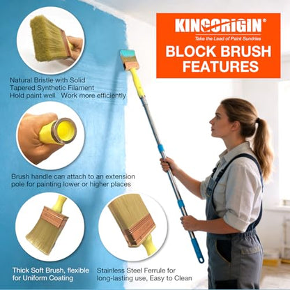 King Origin 16-Piece Paint Roller Kit with Extension Pole (3 ft), 9"&4" Paint Rollers, Frames, Paint Brush, Drop Cloth, House Paint Supplies for Painting Walls, Home Interior - color: 16 Pack, 9" & 4" roller