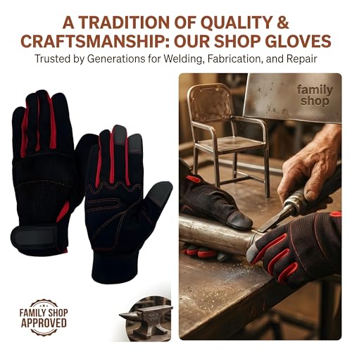 Gardening Gloves for Men - Breathable Synthetic Leather Yard Work Gloves with Padded Palm, Touchscreen Utility Gloves for Mowing, Landscaping, and DIY Home Projects, Black Pair