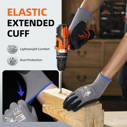 Safety Work Gloves - 7 Pairs, Seamless Knit Glove with MicroFoam Nitrile Coated Smooth Grip on Palm & Fingers for Men and Women, Ideal for General Duty Work(XXL,Black) - size: XX-Large, style: 7 Pairs,black
