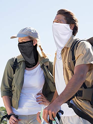 SATINIOR 4 Pcs Neck Gaiter with Ear Loops Neck Covers Bandana Cloth Face Gaiter Mask for Men Women Summer Non Slip Headwear - color: White, Grey