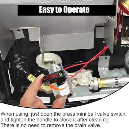 1/2" Brass Mini Ball Valve with PTFE Sealing Tape, NPT Thread Female and Male Shut-Off Valves, Hot Water Drain Valve for RV or Trailer Water Heater Maintenance (Black) - color: Black