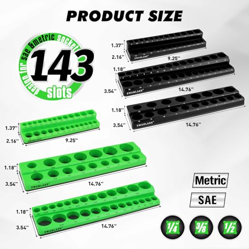 SWANLAKE GARDEN TOOLS 20-Piece Magnetic Tool Organizer Set, 1/4", 3/8", 1/2" SAE & Metric Socket Organizers, 2 Large Wrench Holders, 24-Slot Wrench Rails, Plier and Screwdriver Wall Mount Storage - style: 20PCS Multi-Function Set
