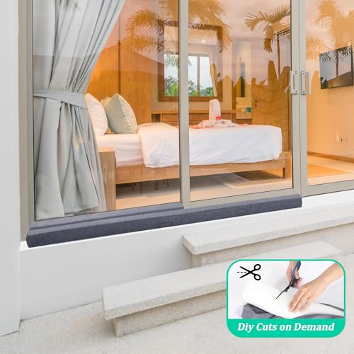 BALAPET 2 Pcs Door Draft Stopper,Sliding Door Draft Stopper Glass Door Draft Blocker, Patio Under Door Draft Stopper Winter Door Insulation Strip Provides Door Insulation and Weather Stripping