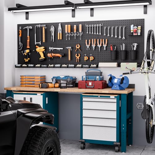 INCLY 48x36 Inch Metal Peg Board Kit with 1/4" Pegboard Hooks Accessories, 6PCS Peg Board Panels and 234PCS Black Pegboard Wall Organizer Tool Storage System for Garage Workbench Shed - size: 48x36 Inch