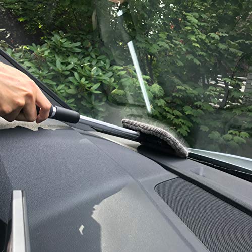 POLYTE Pivoting Windshield Glass Cleaning Tool Extendable Aluminum Handle w/9 Premium Microfiber Covers