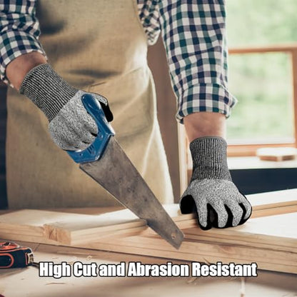 Ainiv Cut Resistant Gloves Level 5, Black Nitrile Coated Work Gloves Non-Slip Ultra-Grip for Work, Gardening, Fishing (L) - size: 2 Pairs-L