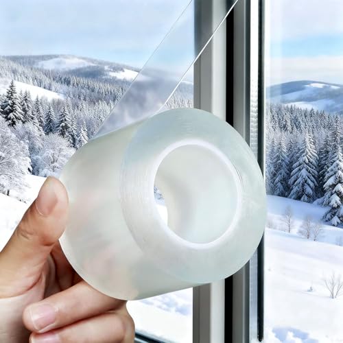 Window Sealing Tape 2 Inch x 16.5 FT Transparent Weather Stripping Residue-Free Clear Window Insulation Caulk for Windows ac Insulation Shower Glass Gaps Tape Door Windproof (2 Inch x 16.5FT) - style: 2 Inch x 16.5FT