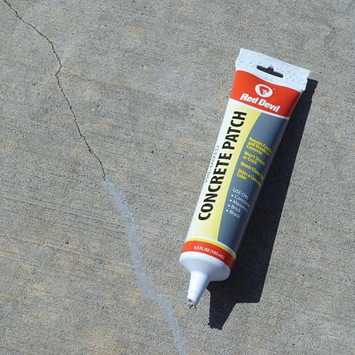 Red Devil 0645 Concrete Repair Patch, Cement Crack Filler, 5.5 Oz Squeeze Tube, Pre-Mixed, Pack of 1, Gray, Made in USA - size: 5.5 Oz, style: 1 - Pack
