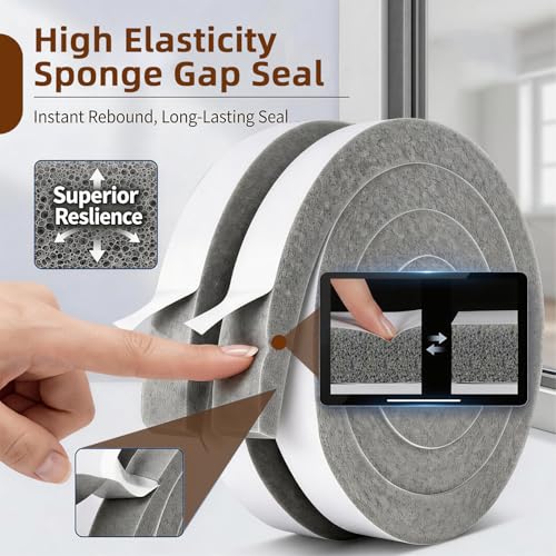 Air Conditioner Foam-2 Rolls, 1 Inch Wide X 1 Inch Thick Total 13 Feet Long, AC Foam Weather Stripping Insulation Tape for Face Shield's Headband(6.5ft x 2 Rolls) - color: Gray, size: 1" (W) x 1" (T) x 13' (L)