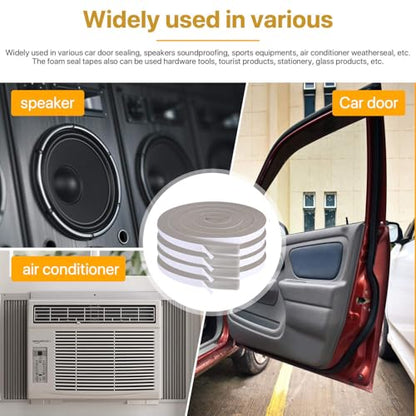 Weather Stripping Door Seal 1 Inch W X 1 Inch T, Open Cell Foam Insulation Air Conditioner Window Seal, Total Length 26 Feet (6.5ft x 4 Rolls) - color: Gray, size: 1" (W) x 1" (T) x 26' (L)