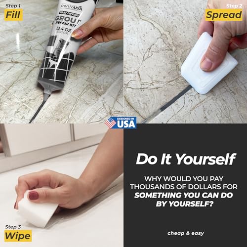 PentaUSA Tile Grout Repair Kit - Dark Gray Premixed Acrylic Sanded Grout, Water-Resistant Grout Filler for Bathroom&Shower, Kitchen Floor, Fast Drying, with Applicator, 13.4 oz (380g) - style: Dark Grey