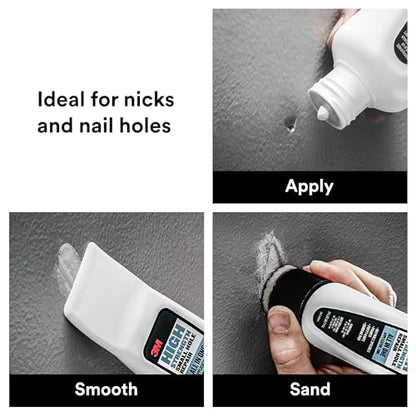 3M Small Hole Repair High Strength, All in One Applicator Tool, 2-Pack, Quick and Easy Repair for Nicks and Nail Holes, Includes Putty Knife, Spackle, and Sanding Pad For Wall Repairs (SHR-AIO-2-SIOC) - style: 2-Pack