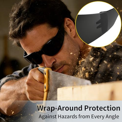 10 Pack Clear Safety Glasses for Men Women, ANSI Z87.1 Certified Scratch & Impact Resistant Wrap Around Lens - color: Black