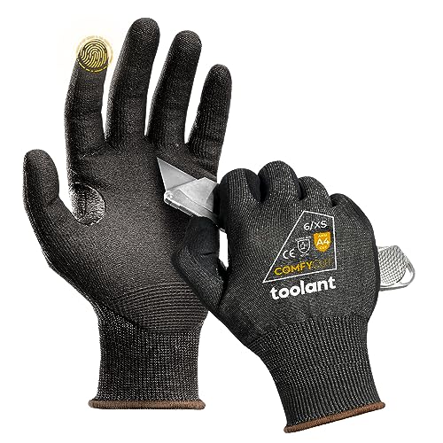 toolant ANSI A4 Cut Resistant Work Gloves without Steel & Fiberglass, Ultra Light Comfort & Proper Fit,for Mechanic,Gardening - color: Dark Gray(1 Pair), size: Large